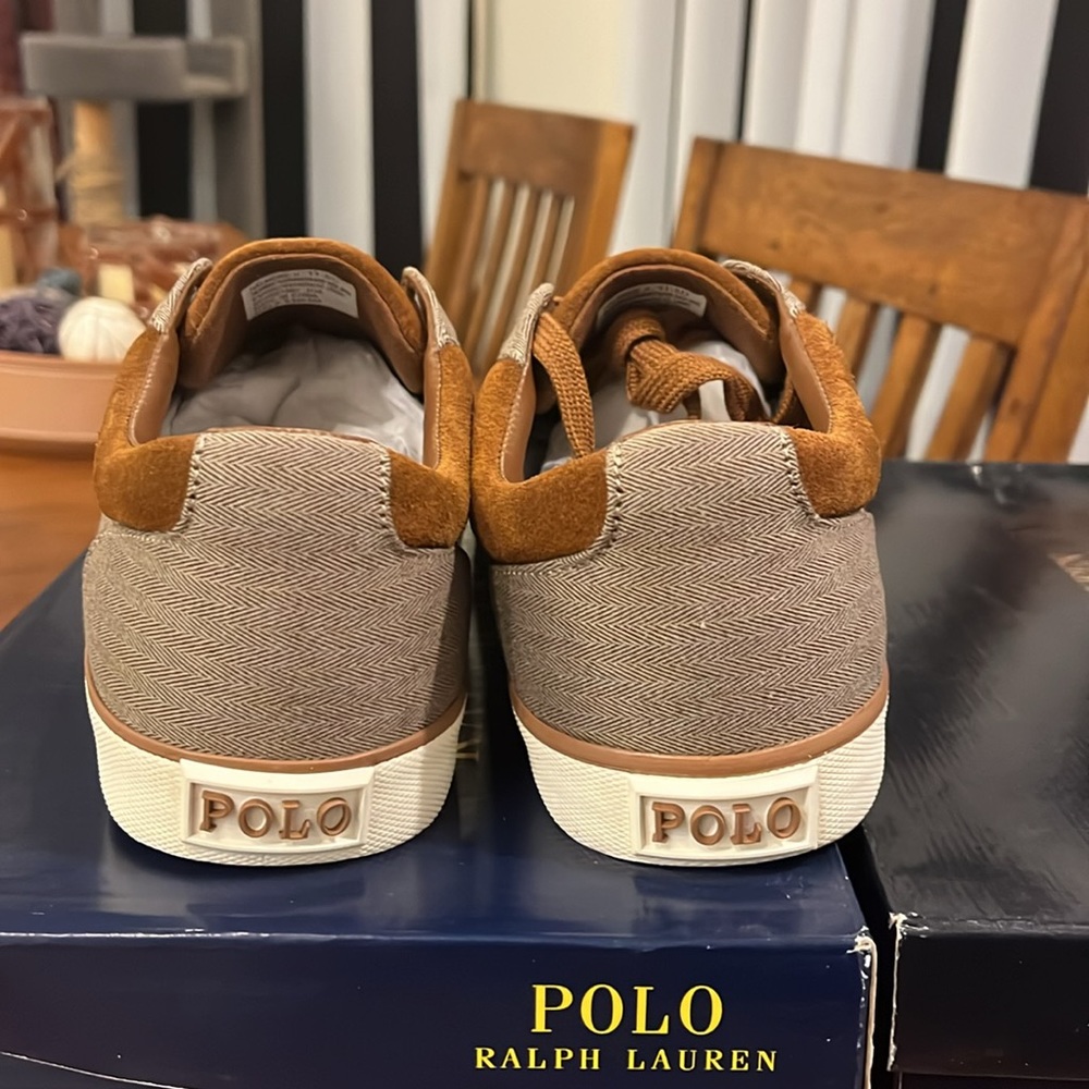 Polo Ralph Lauren Halmore Herringbone Shoes Sneakers khaki brown Men’s Size 11.5 - Picture 8 of 12
